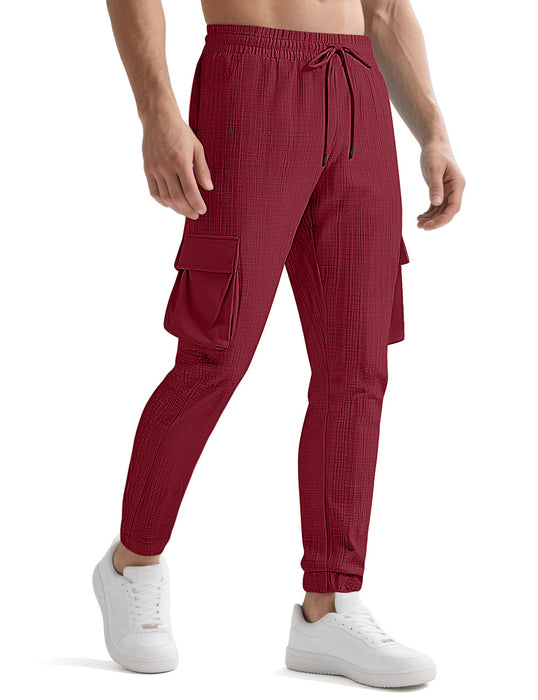 Fashion Sport Casual Personality Trendy Drawstring Multi-pocket Pants Men