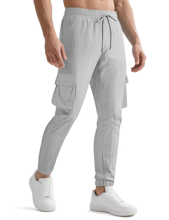 Fashion Sport Casual Personality Trendy Drawstring Multi-pocket Pants Men