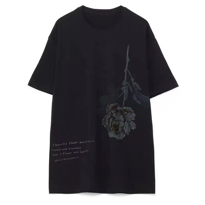 Tricolor Rose Classic Quotes T-Shirt Short Sleeve