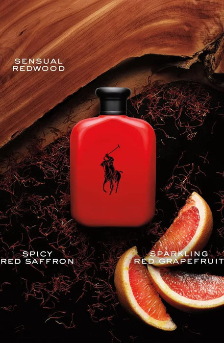 Ralph Lauren Fragrances Polo Red - Eau de Toilette - Men's Cologne - Woody & Spicy - With Grapefruit, Saffron, and Redwood - Medium Intensity - 4.2 Fl Oz