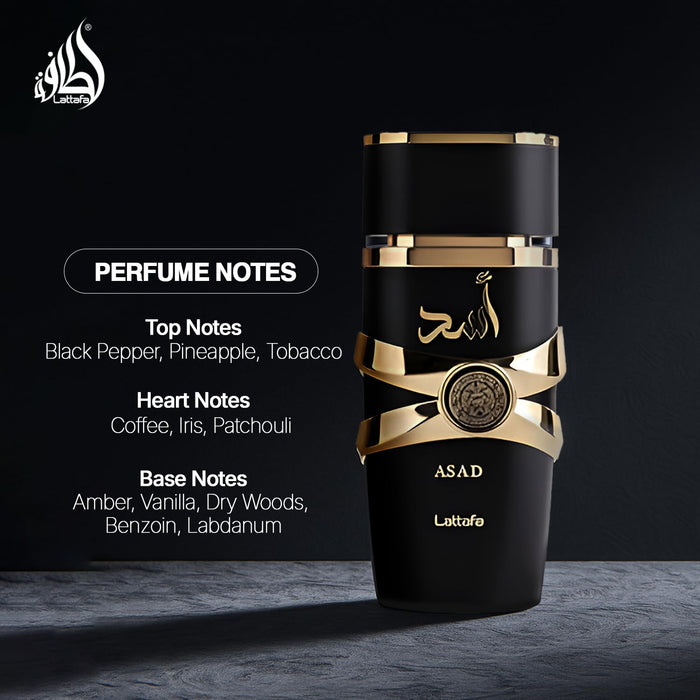 Lattafa Perfumes Asad for Unisex Eau de Parfum Spray, 3.4 Ounce
