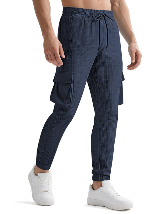 Fashion Sport Casual Personality Trendy Drawstring Multi-pocket Pants Men