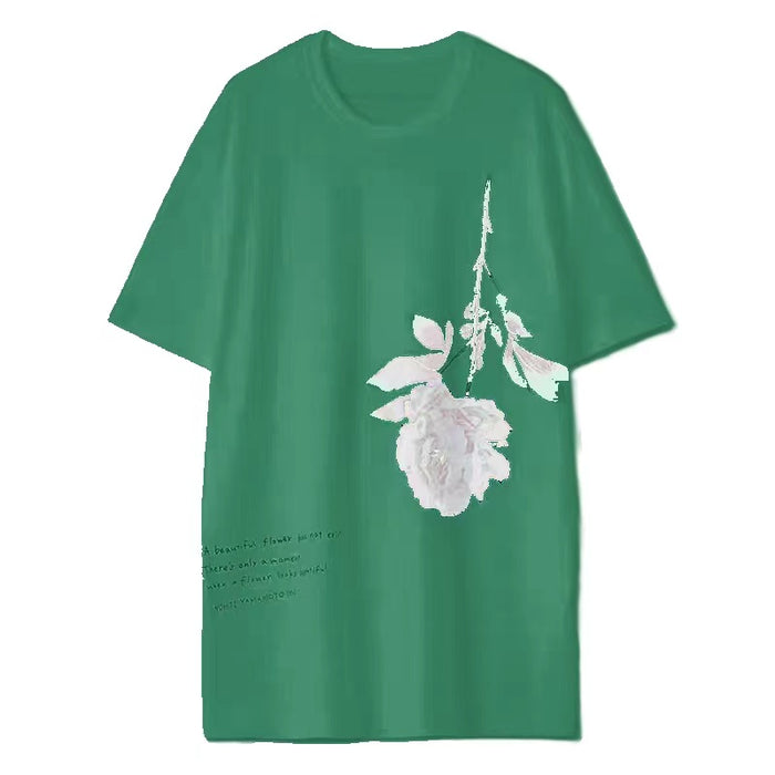 Tricolor Rose Classic Quotes T-Shirt Short Sleeve