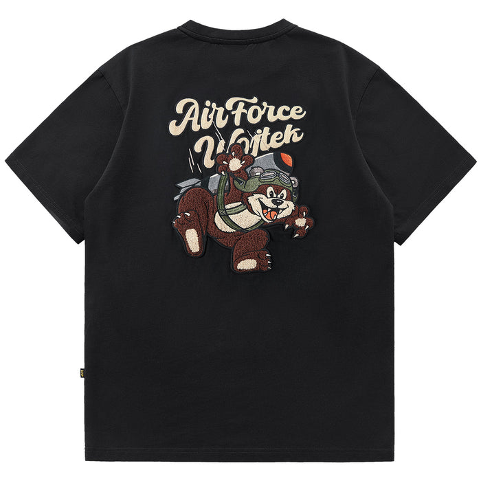 Cotton Cartoon Embroidered Half Sleeved T-shirt American Style